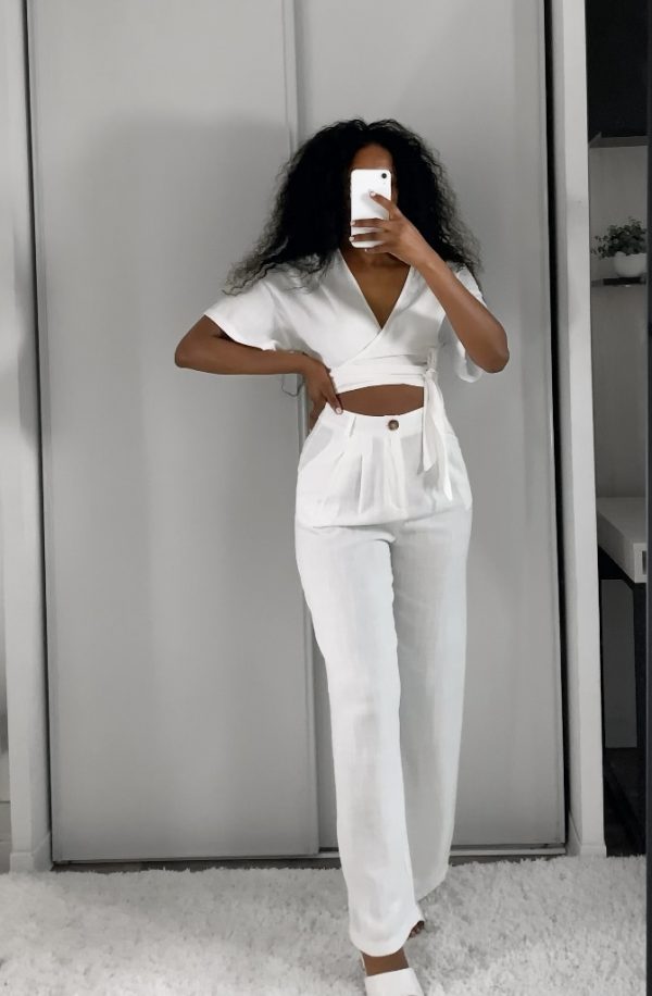 PANTALON LIN BLANC