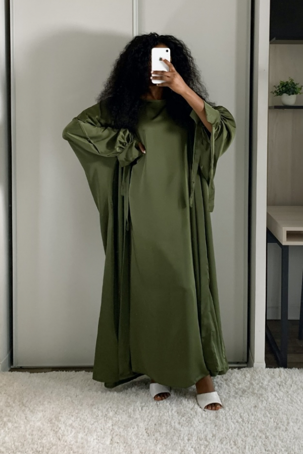 ABAYA LAYLA 2 PIÈCES VERT OLIVE